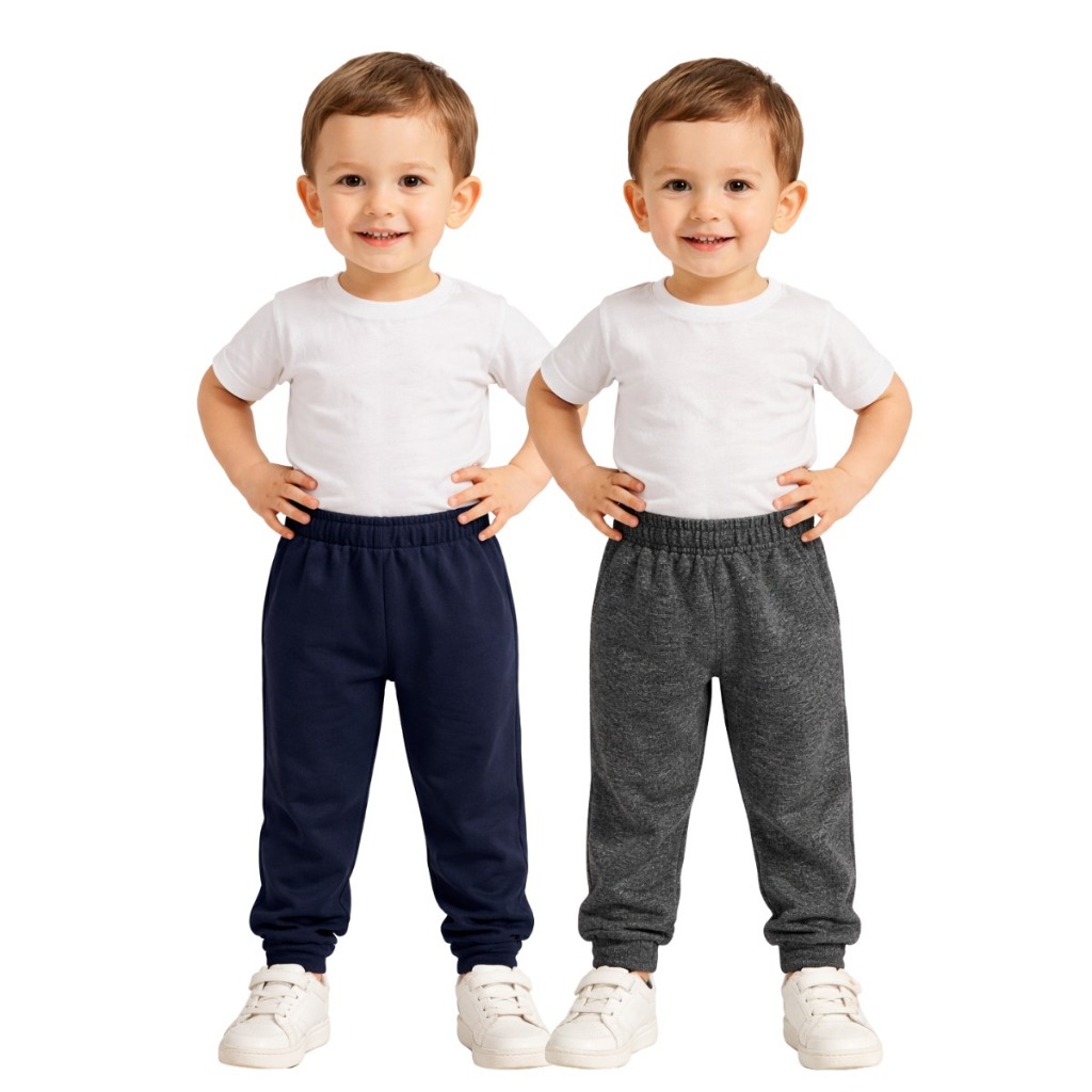 Kit 2 Calças Moletom Infantil Kids Bebê Flanelada Menino Menina Kyly Tamanho 1 2 3
