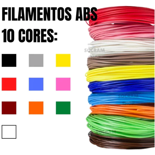 Refil Filamento Abs Kit 10 Cores 50 M Impressora 3D CANETA