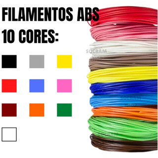 Refil Filamento Abs Kit 10 Cores 50 M Impressora 3D CANETA