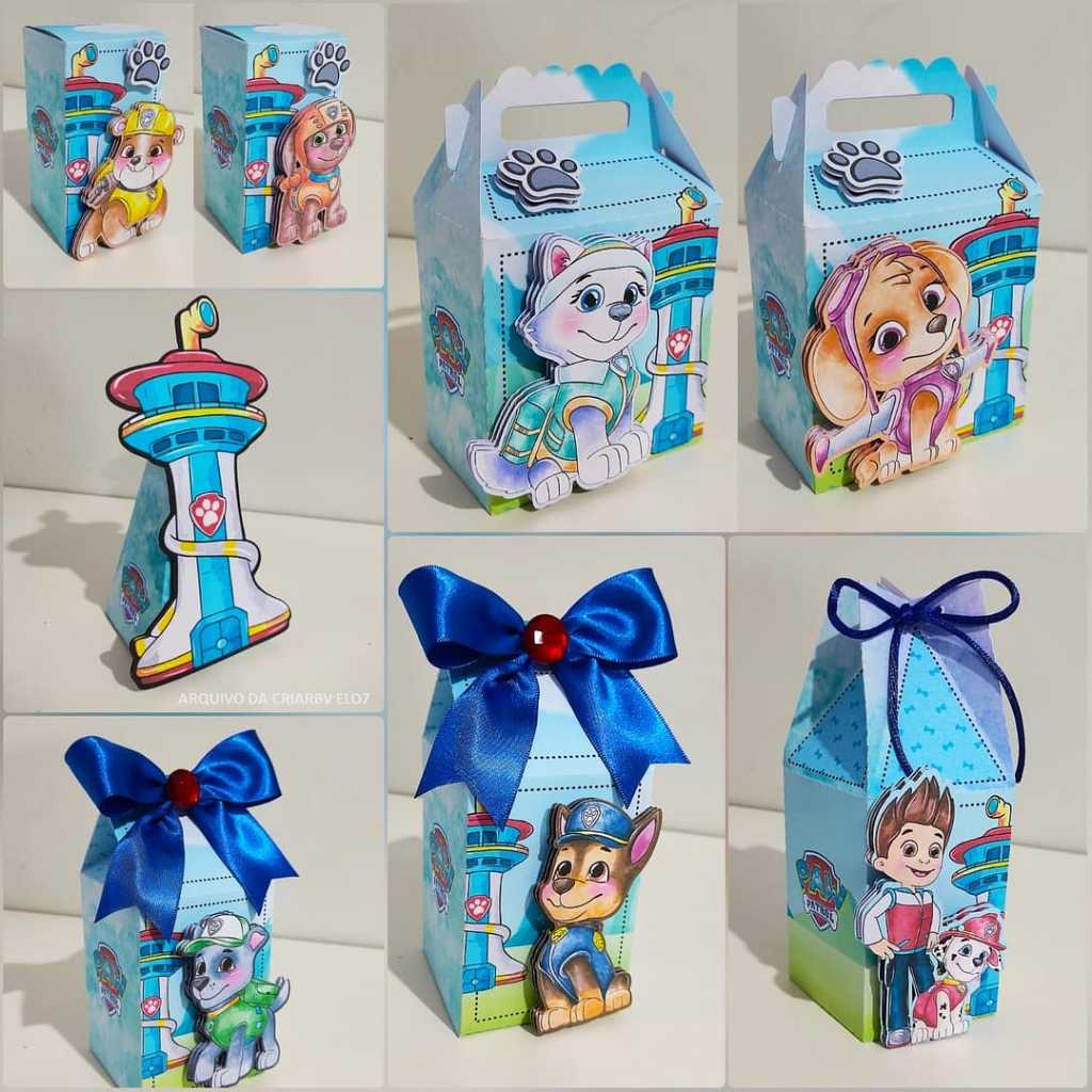 Caixinhas personalizadas / Lembrancinhas de aniversário Patrulha Canina Azul Menino - Personalizados