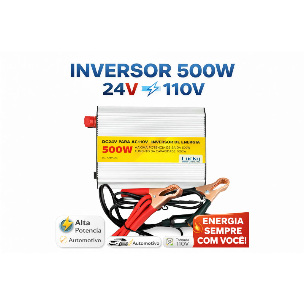 Conversor/transformador/inversor Tensão Volt. 24v 110v 500w