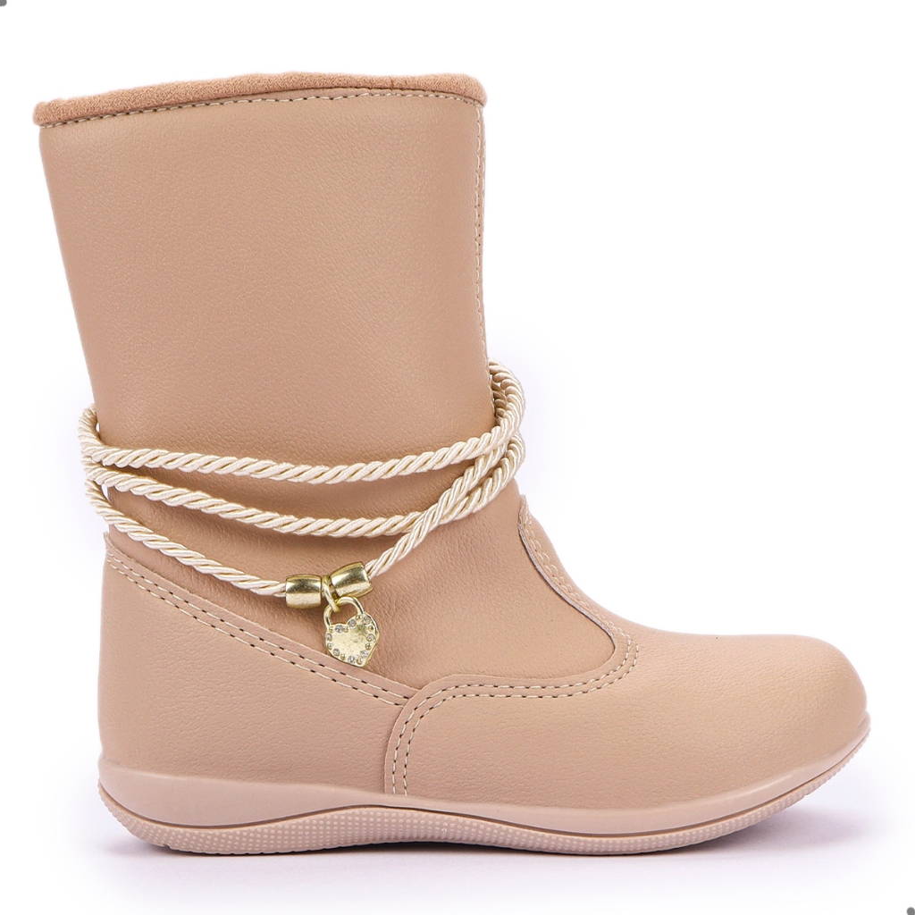 Bota Infantil Feminina Menina Botinha Infantil Preta/Nude Inverno Bota Menina Bota Infantil 20 ao 34