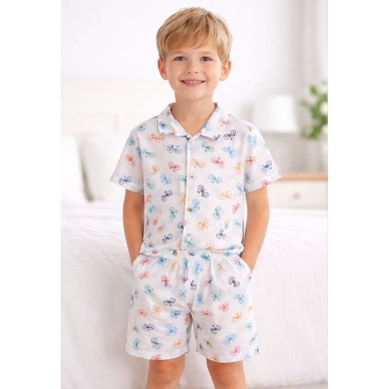 Pijama Infantil Menino Estampado Americano Conjunto Camiseta + Short Algodão Tam 3 ao 10
