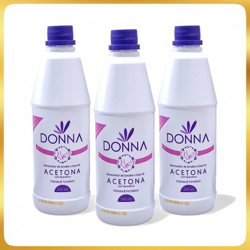 Removedor De Esmalte Com Acetona 500ml Donna Promoção Kit 2 3 ou 5
