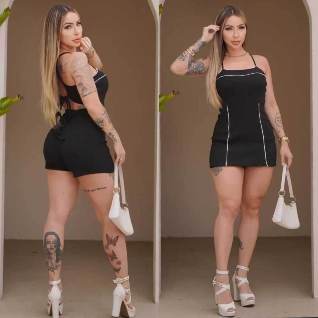 Macaquinho Femenino curto, Bicolor com bojos, Ideas para saidas casuales, baladas, MODA VERÃO