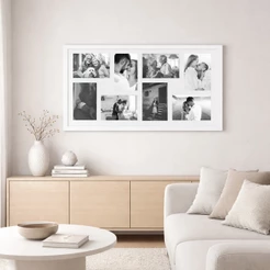 Painel Porta Retrato Multifotos 8 Fotos 10x15 Com Vidro Para Parede Decorativo