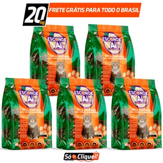 Kit Fardo 1 a 5 Pacotes de Areia de Gato Esconde Aí 100% Mandioca Biodegradável Grãos Finos Alta Absorção 20KG - FULL em Oferta na Shopee