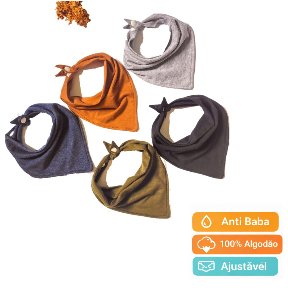 Kit 5 Unid Babador Bandana Bebe  Algodão Macio Absorvente Ajustável com  Regulagem Menina Menino em Oferta na Shopee