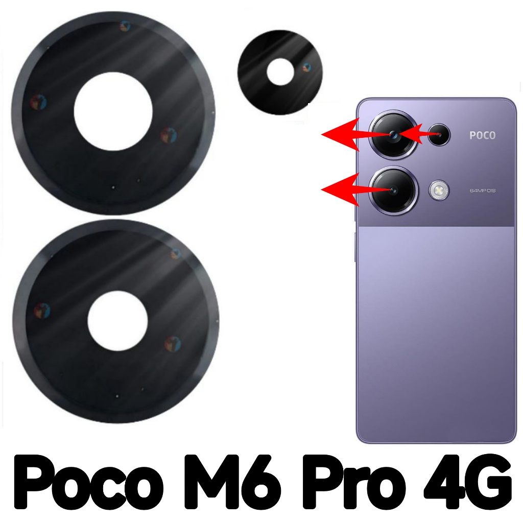 Lente da câmera Para Redmi Poco M6 Pro 4G Vidro traseiro da câmera Vidrinho