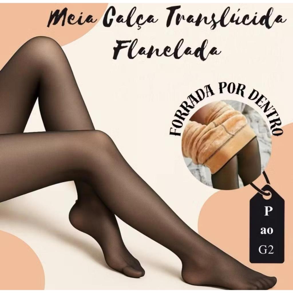 Meia Calça de Lã Térmica Translúcida Forrada Pelinho Peluciada Frio Feminina Quente Inverno em Oferta na Shopee