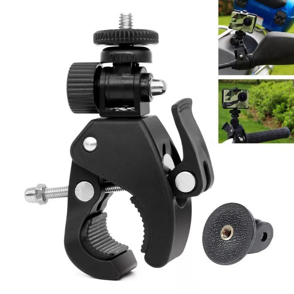 Suporte de Guidão/Cilindro de Bike/Moto/Mosquetão/Arpão para GoPro e Similares