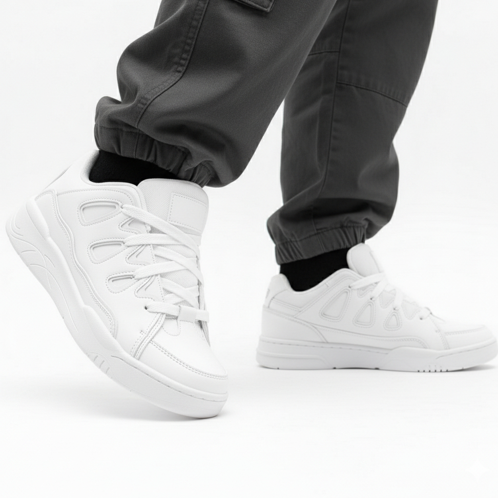 Tênis Masculino Feminino Casual Preto ou Branco Sneaker Confortável 2 Cores Skate Streetwear