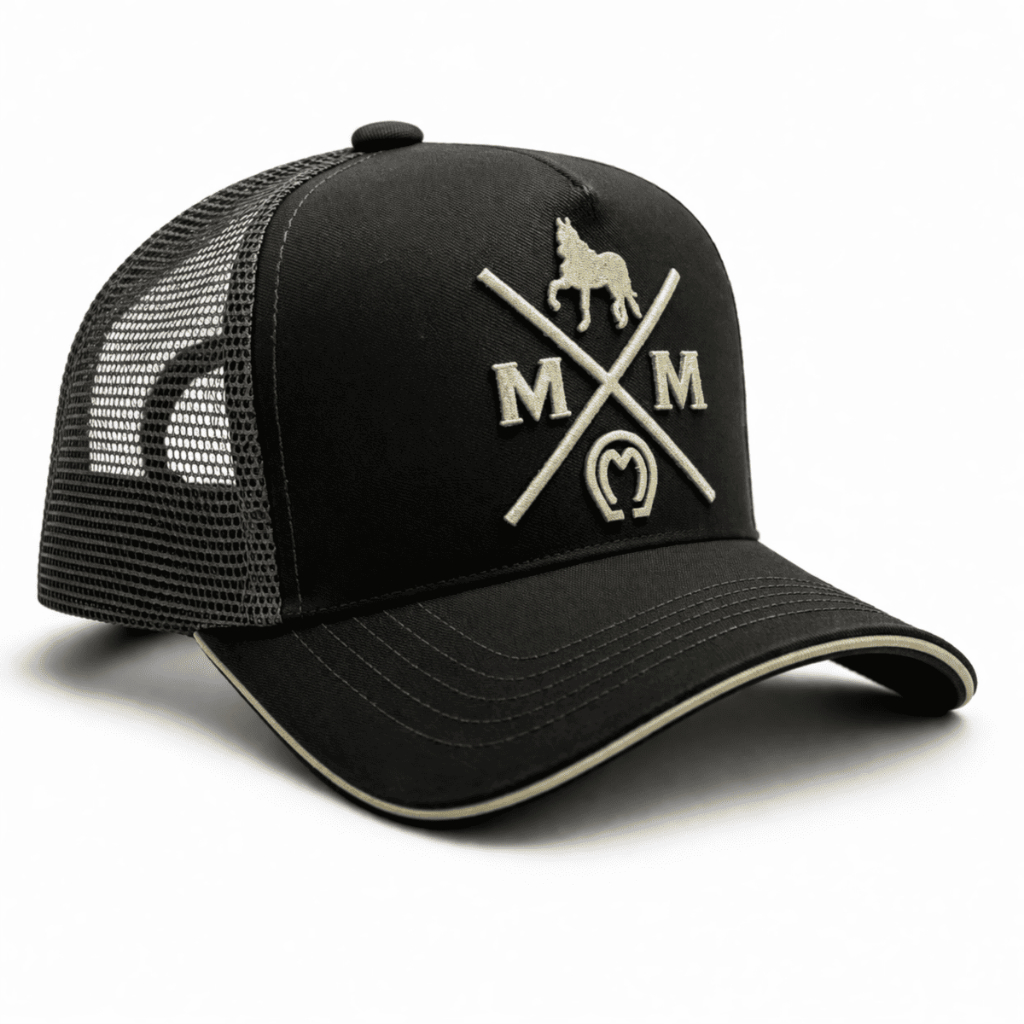 Boné Trucker Country Aba Curva Telinha Mangalarga Marchador Marrom Branco Masculino Feminino