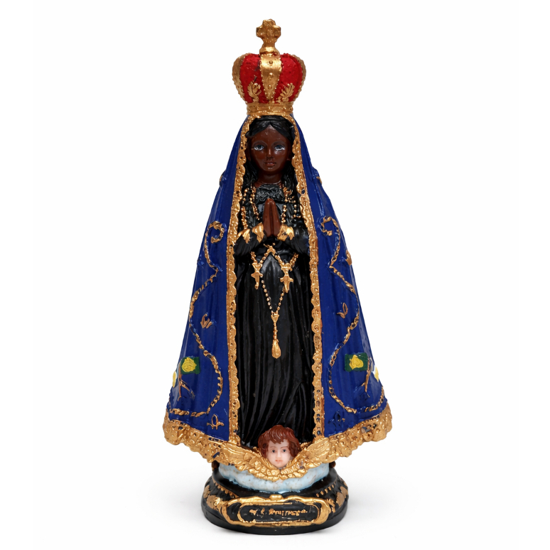 Nossa Senhora Aparecida em Resina Pintada 14 cm – Imagem Religiosa Decorativa