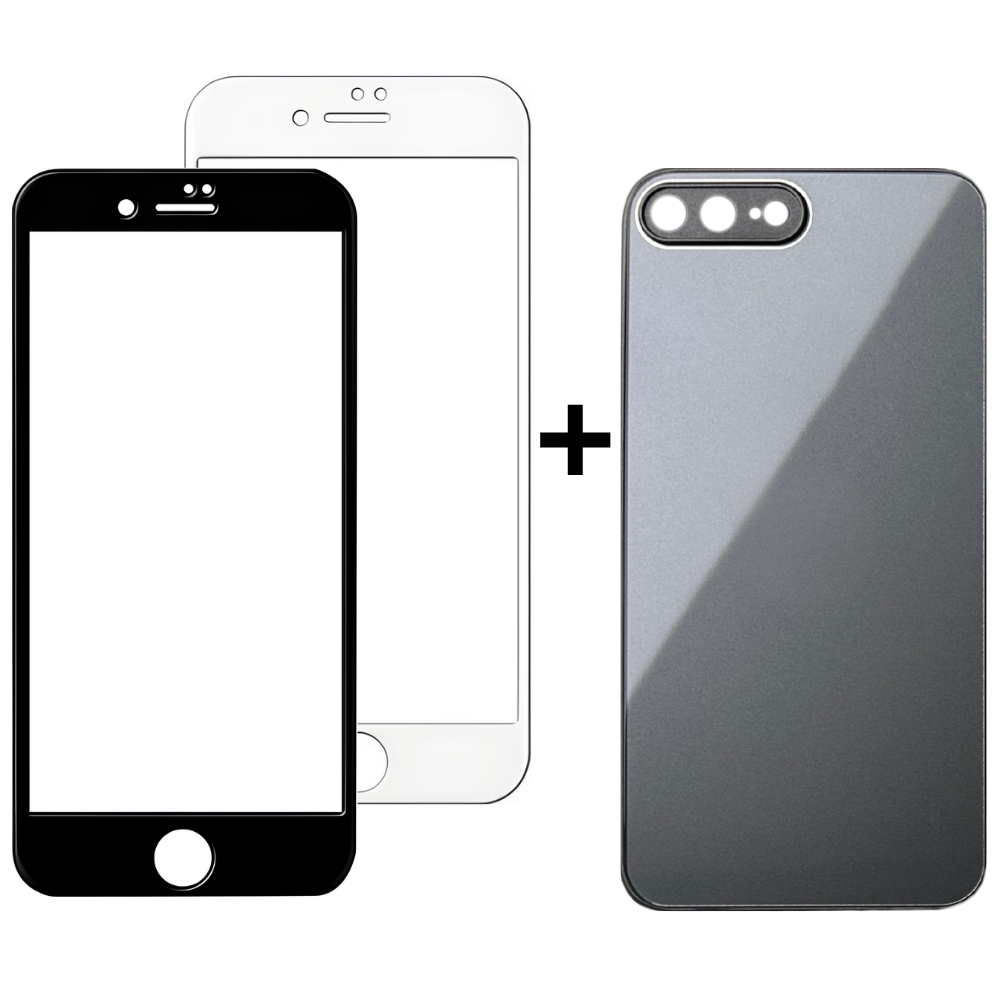 Kit Capinha Vidro Espelhado e Película Transparente Iphone 7 Plus Iphone 8 Plus 3D Resistente Luxo