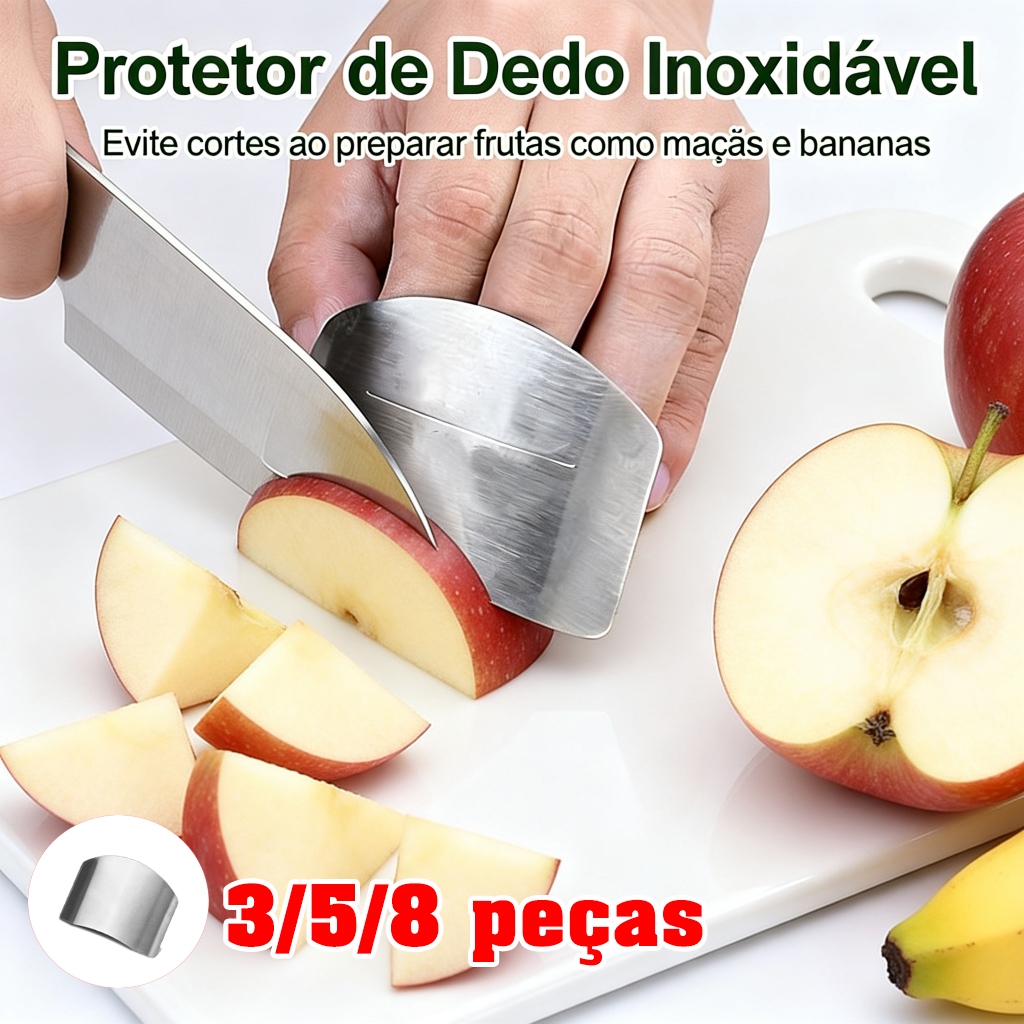Protetor de Dedo em Aço Inox para Cozinha – Equipamento de Segurança Essencial ao Picar e Cortar Alimentos