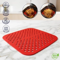Tapete Protetor Silicone Para Air Fryer Fritadeira Universal Não Gruda 19cm- Quadrado