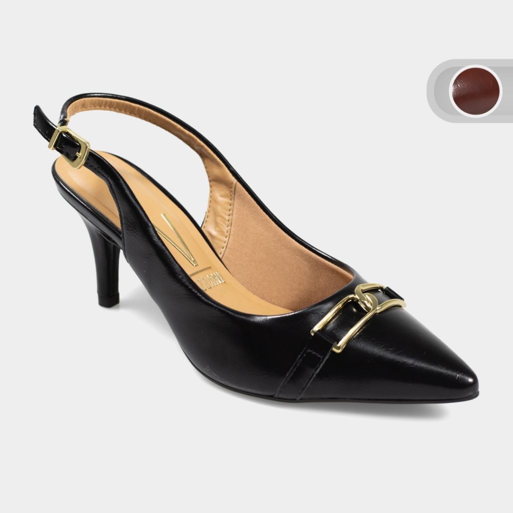 Scarpin Aberto Feminino Vizzano Salto Alto Bico Fino Salto Stilleto Fecho Fivela