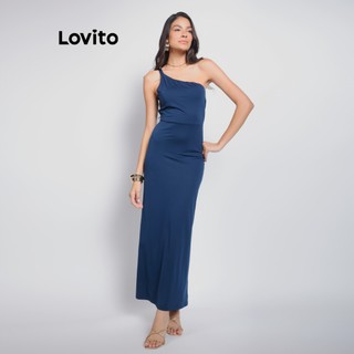 Lovito Vestido Feminino Longo Um Ombro Só DRB1331BRL1361