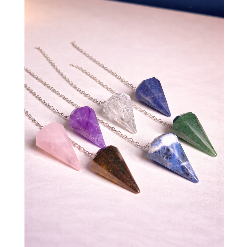 Pêndulo de Cristal Natural Radiestesia Reiki Mesa Radiônica Energia Chakras Intuição