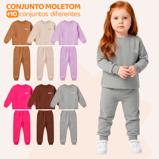 Kit 4 Peças Moletom Minimalista Bebê Menina Neném Blusa e Calça Manga Longa Roupa de Frio…