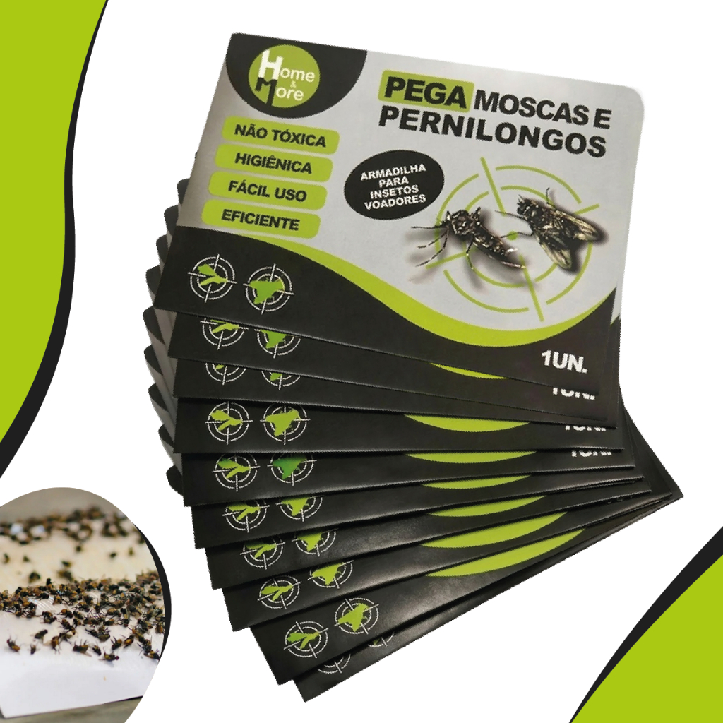 Kit 10 Pega Mosca Adesivo Armadilha Para Insetos Pernilongos Mosquito Cola Super Forte Não Toxica