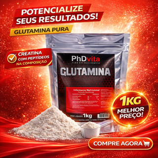 Glutamina + Pepitideos 1kg PhD Vita 100% Pura | Recuperação Muscular e Imunidade