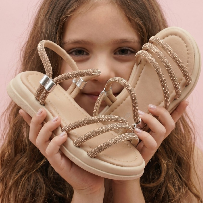 Sandália Chinelo Infantil Menina Glitter Strass Blogueirinha Luxo