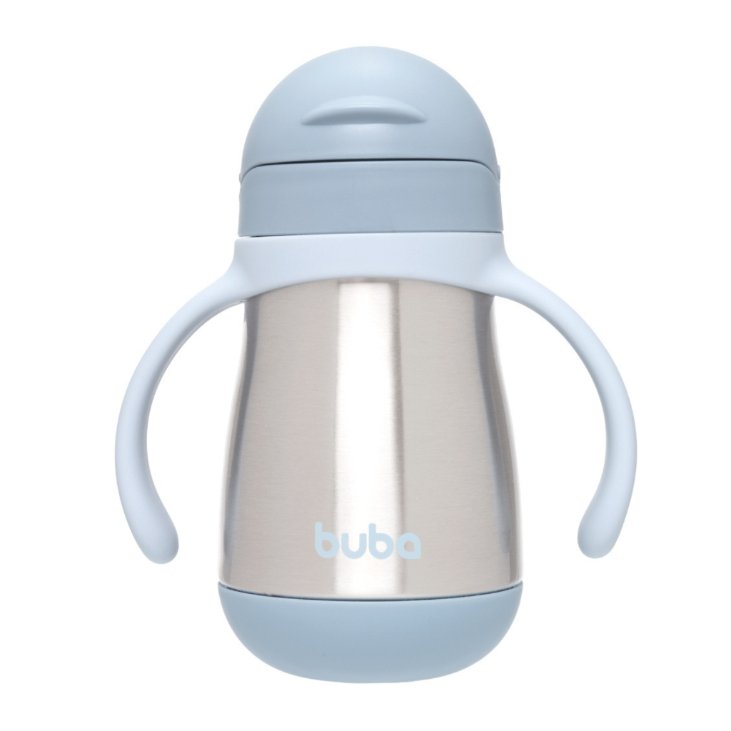 Copo Térmico Bebê Buba Parede Dupla Com Canudo E Alça 270ml
