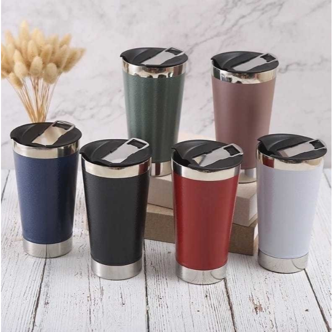 Copo Termico quente e gelado Inox C/ Tampa E Abridor 473ML Para Cerveja / Refrigerante em Oferta na Shopee