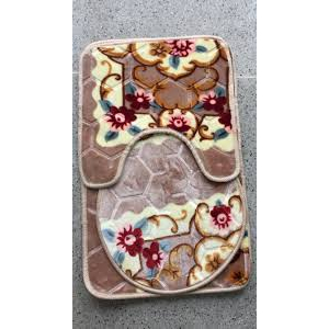 Kit de Banheiro 3 Peças - Tapete + Tampa + Contorno, Estilo Floral em Oferta na Shopee