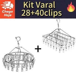Kit Varal 30/40/20 Prendedores Apartamento Meia Roupa Aço Inox Boa Qualidade