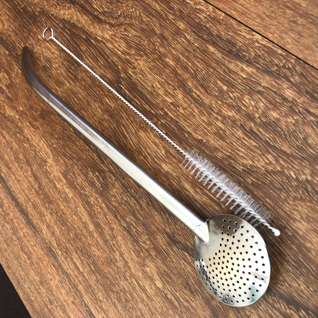 Kit Bomba Tereré Chimarrão  Inox com Escova higienização tradicional cromada Não Entope