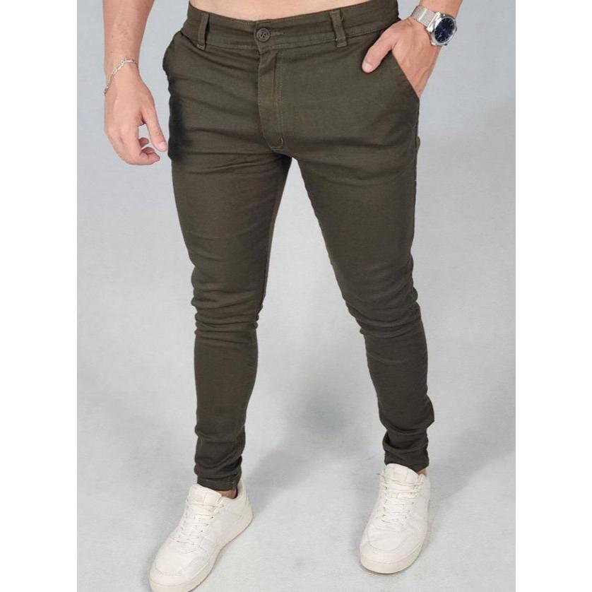 Calça Sarja Masculina Slim Fit P Com Elastano