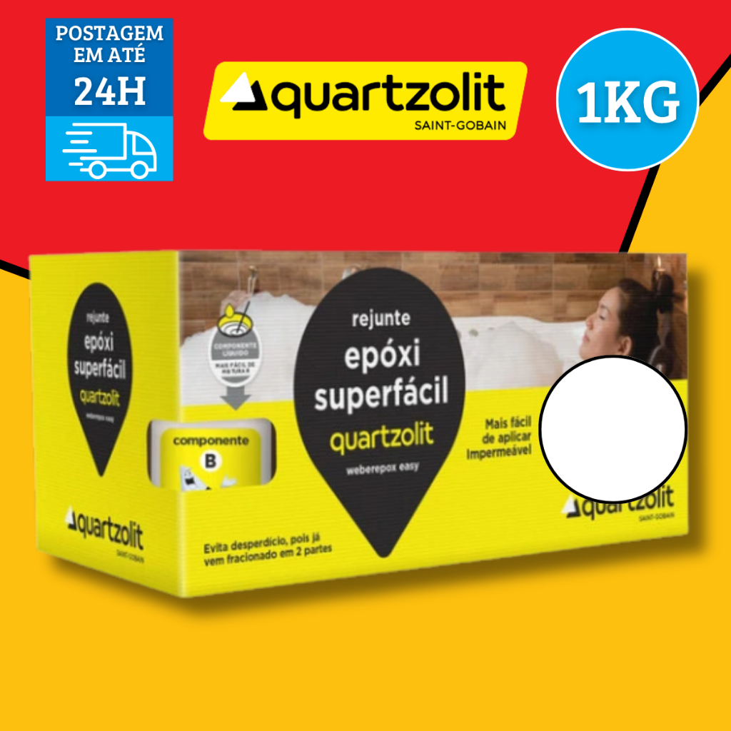 Rejunte Epóxi Super Fácil 1kg Branco Impermeável - Quartzolit