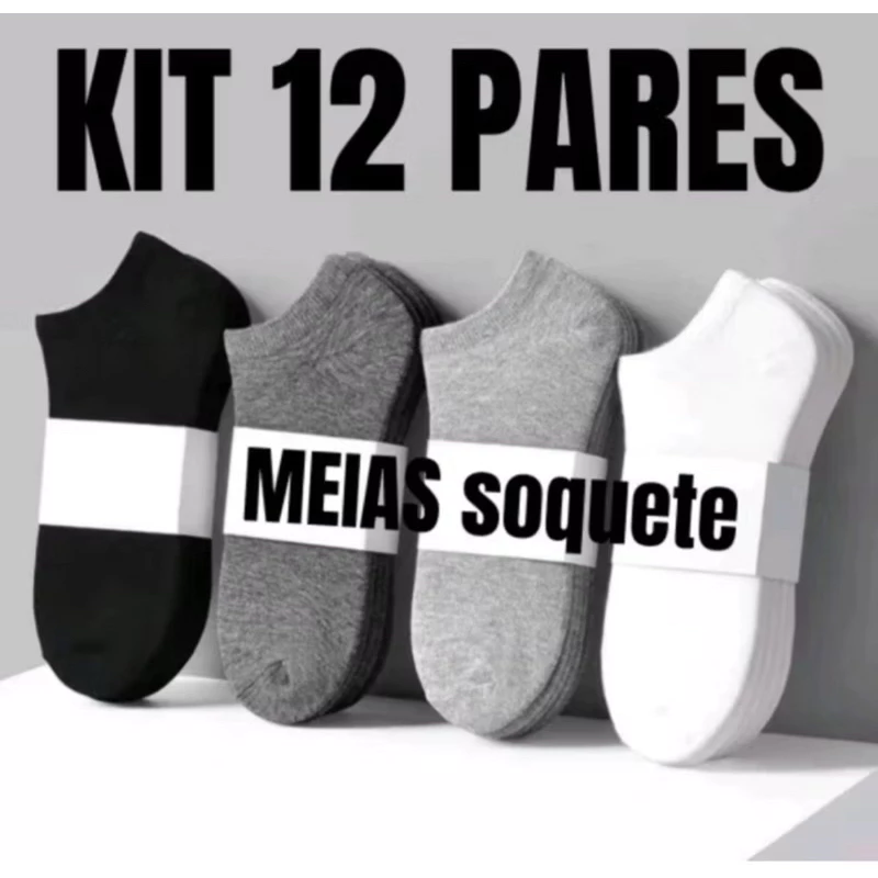 Kits de Meias Soquete Masculina e Feminina Unissex Qualidade Premium