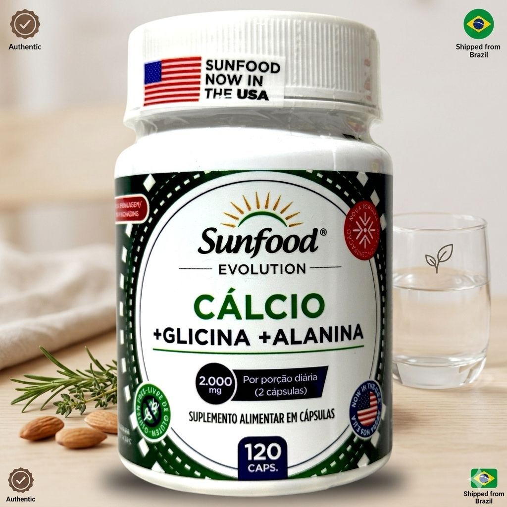 Cálcio + Glicina + Alanina 2.000mg (Porção de 2 cápsulas) 120 cápsulas