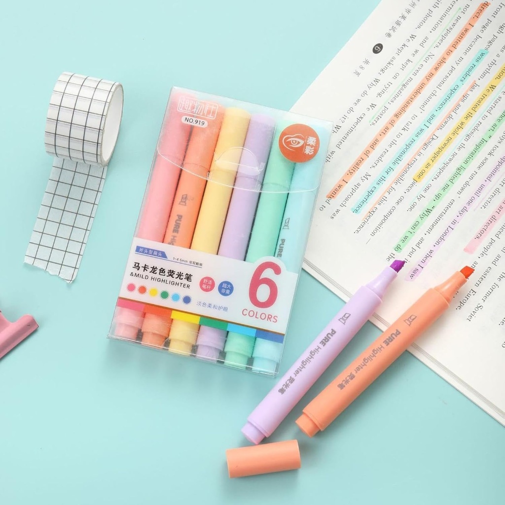 Kit Caneta Marca Texto Marcadores Fofinho Papelaria fofa Kawaii Coreano Cores Suaves E Estéticas