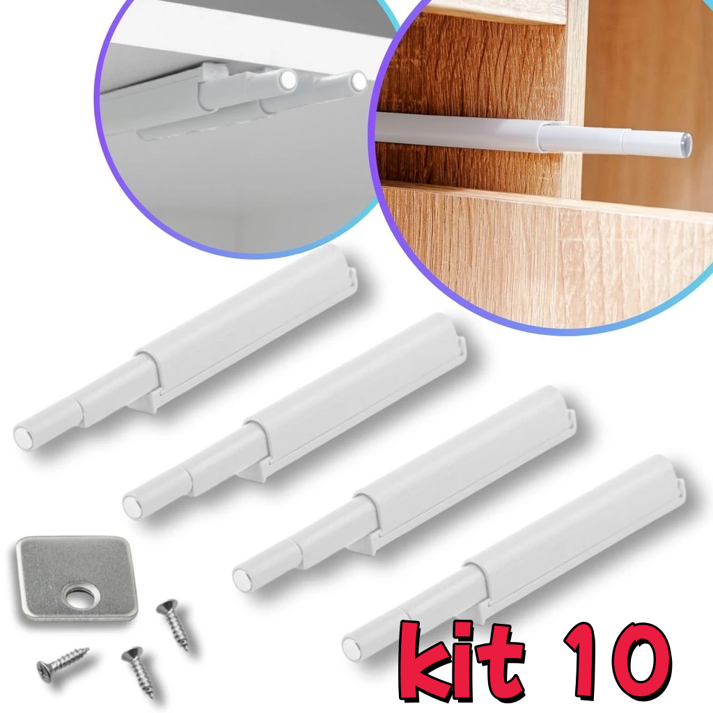Kit 10 Fecho toque Pulsador Magnético Branco Tip On Porta Gavetas Armários - Acessórios incluídos em Oferta na Shopee