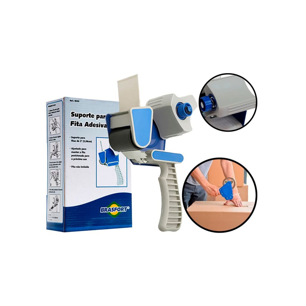 Suporte Manual Aplicador CSuporte Manual Aplicador Cortador De Fita Adesiva Larga Lacrar Caixas Empacotamento Brasfortor