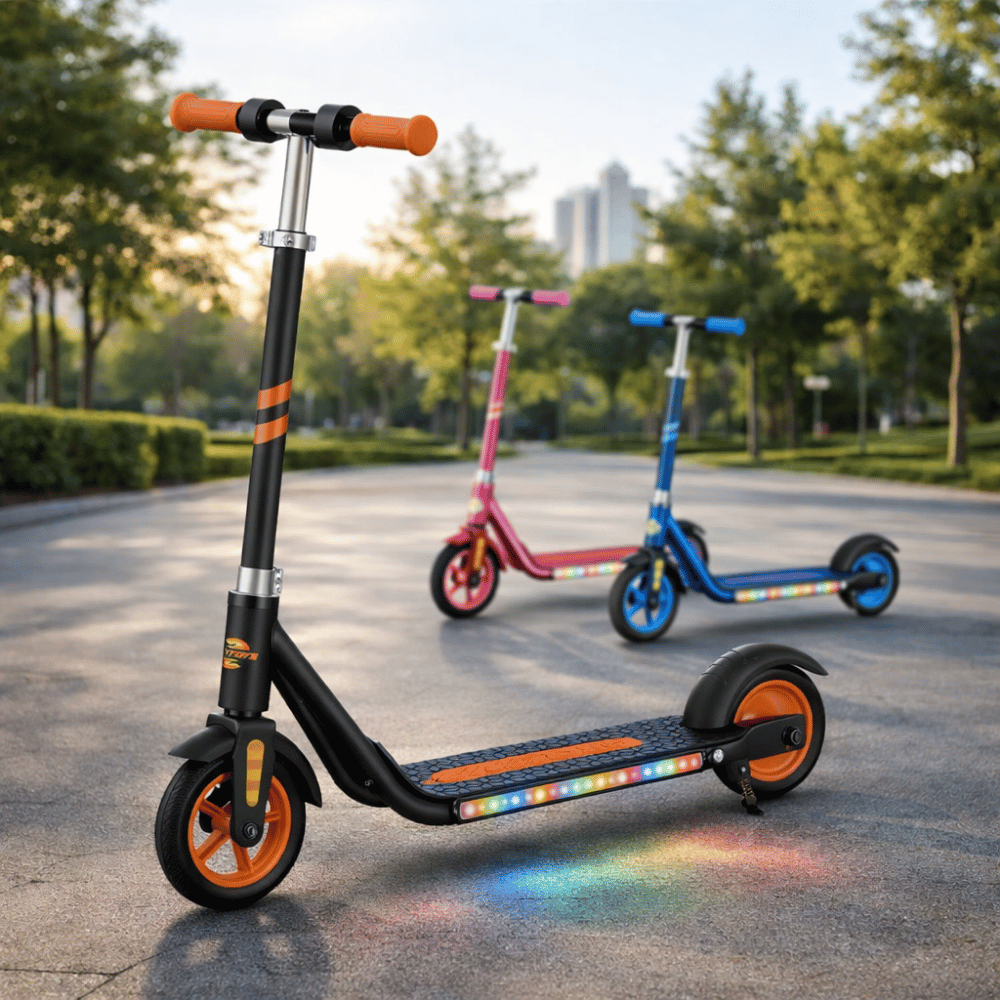Patinete Elétrico Infantil Scooter Dobrável Recarregável Menino Menina Brinquedo com Freio Seguro