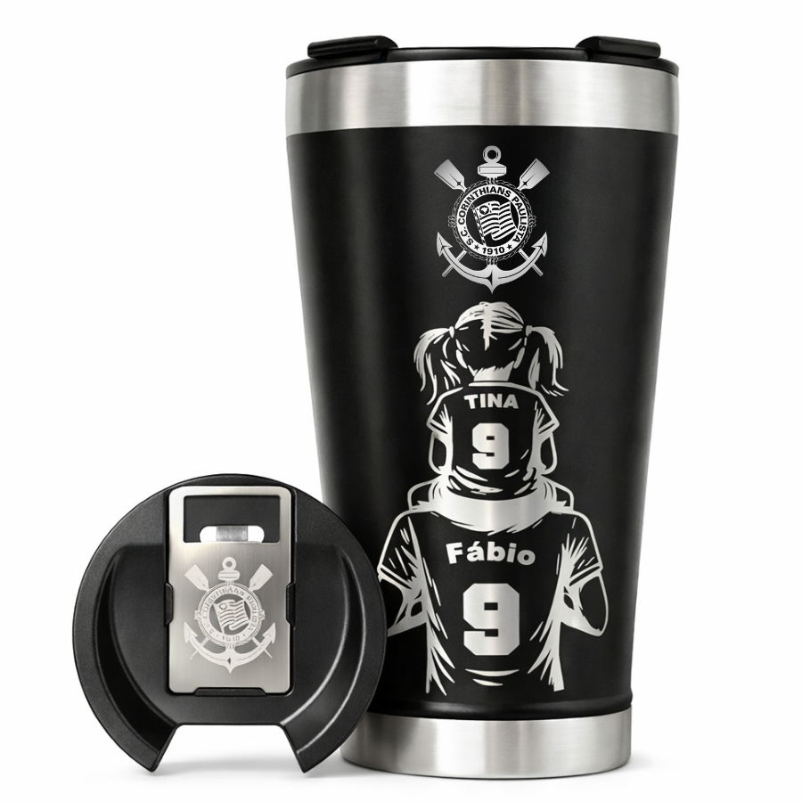 Copo Personalizado Corinthias Pai E Filho Preto