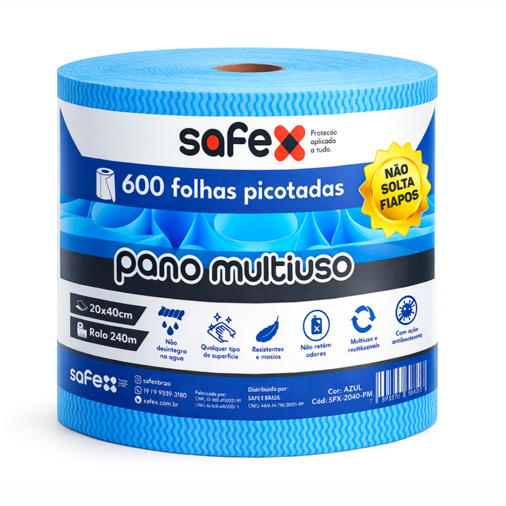 600 Panos Wiper Safex Perfex Multiuso Para Limpeza Rolo 240m
