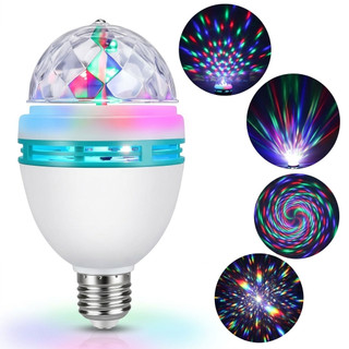 Lâmpada Giratória RGB Bola Maluca Led Colorida Tomada Festa Balada Discoteca