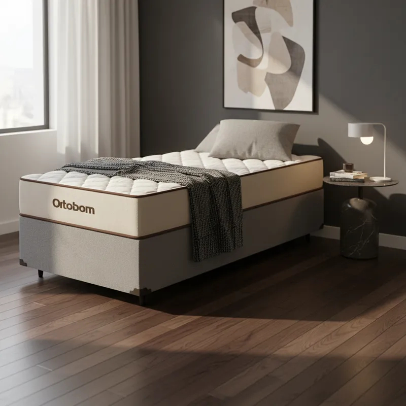 Cama Box com Colchão de Espuma D60 Ortobom Force Dream Solteiro 88cm