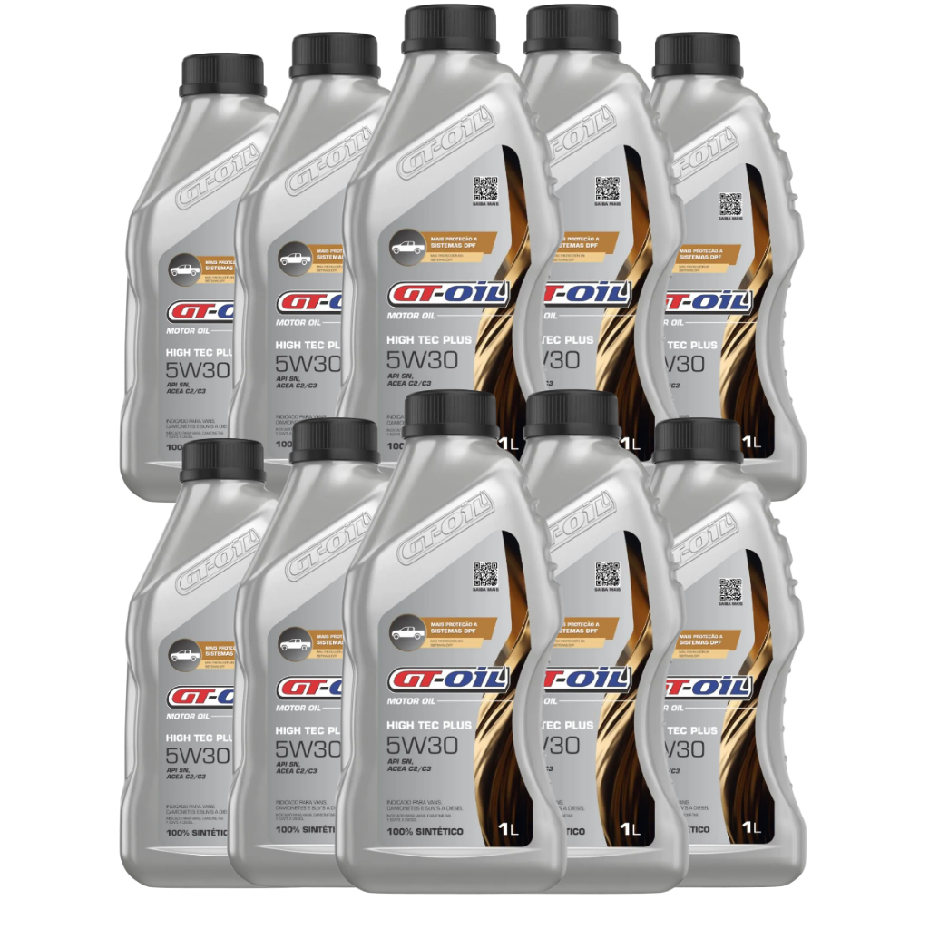 Kit 10 Óleo Motor Gt Oil High Tec Plus 5w30 Sintético Diesel