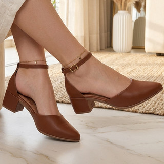 Scarpin Mule Salome Feminino Social SALTO Medio Grosso 4,5 Moda Confortavel
