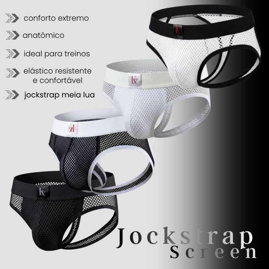 Cueca Intima Jockstrap Meia Lua furada Masculina Lingirie Ousada Fetiche Cavada