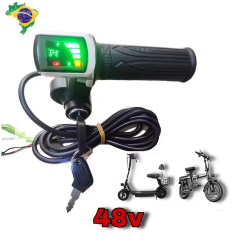 Acelerador de Punho 48v Para Bike, Patinete ou Scooter Elétrica Com Display e Chaves