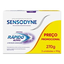 Creme Dental Rápido Alívio Sensodyne Proteção Duradoura Leve 3 unidades e Pague 2 90g cada
